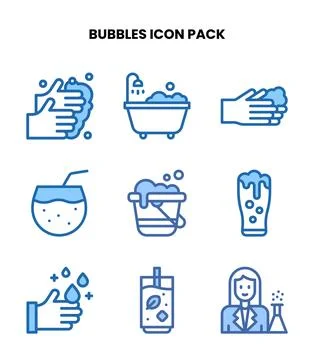Bubbles Two Colour SVG Icons Pack Stock Illustration