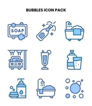 Bubbles Two Colour Vector Icons Pack Ilustração Stock
