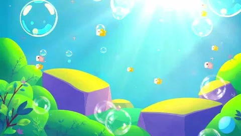 Bubbles Undersea Scene: Animated Background for Ocean-Themed Content and Playfu Stock Footage 304483066