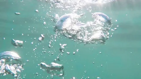 Bubbles up underwater Stock Footage