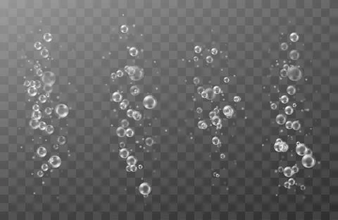 Bubbles underwater set isolated on transparent background. Vector realistic i Stock Illustration