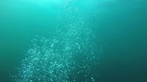 Bubbles underwater in slow motion Stock Footage 125615805