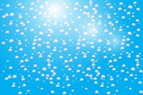 Bubbles underwater texture isolated on blue background. Fizzy sparkles in wat Stock Illustration