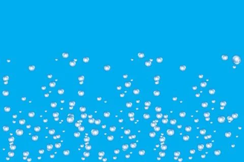 Bubbles underwater texture isolated on blue background. Fizzy sparkles in wat Stock Illustration