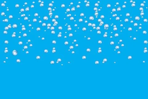 Bubbles underwater texture isolated on blue background. Fizzy sparkles in wat Stock Illustration