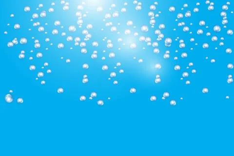 Bubbles underwater texture isolated on blue background. Fizzy sparkles in wat Stock Illustration