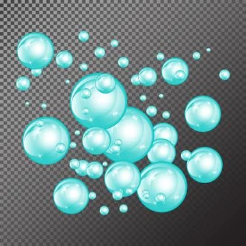 Bubbles underwater texture isolated on transparent background. Fizzy sparkles Stock Illustration