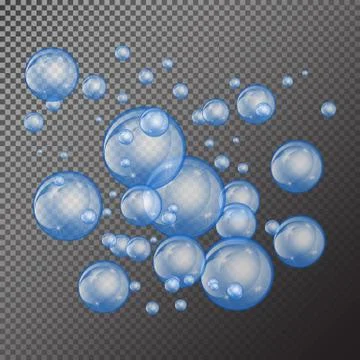 Bubbles underwater texture isolated on transparent background. Fizzy sparkles Stock Illustration