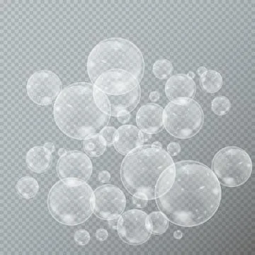 Bubbles underwater texture isolated on transparent background. Fizzy sparkles Stock Illustration