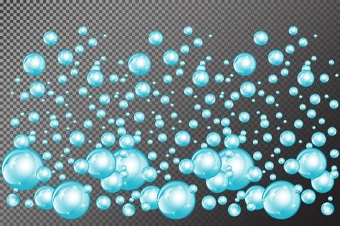 Bubbles underwater texture isolated on transparent background. Fizzy sparkles Stock Illustration