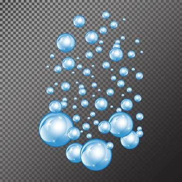 Bubbles underwater texture isolated on transparent background. Fizzy sparkles Stock Illustration
