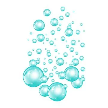 Bubbles underwater texture isolated on white background. Fizzy sparkles in wa Stock Illustration
