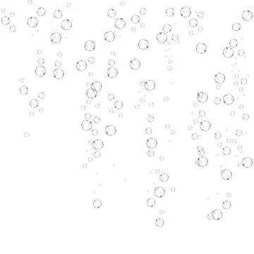 Bubbles underwater texture isolated on white background. Fizzy sparkles in wa Stock Illustration