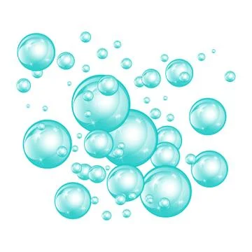 Bubbles underwater texture isolated on white background. Fizzy sparkles in wa Stock Illustration