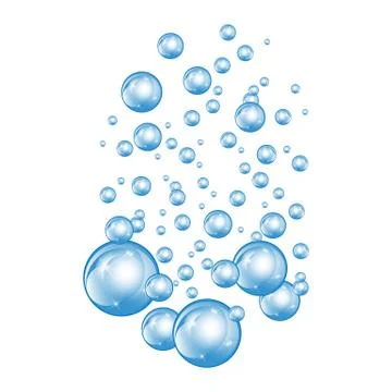 Bubbles underwater texture isolated on white background. Fizzy sparkles in wa Stock Illustration