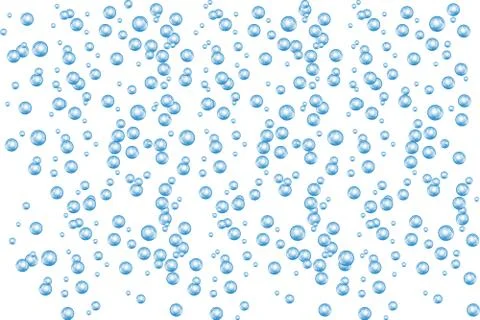 Bubbles underwater texture isolated on white background. Fizzy sparkles in wa Stock Illustration