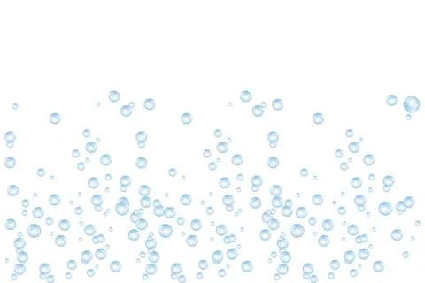 Bubbles underwater texture isolated on white background. Fizzy sparkles in wa Stock Illustration