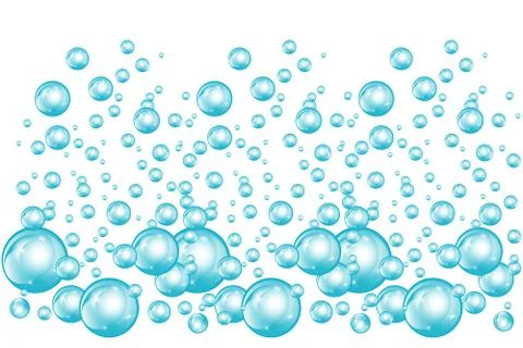 Bubbles underwater texture isolated on white background. Fizzy sparkles in wa Stock Illustration