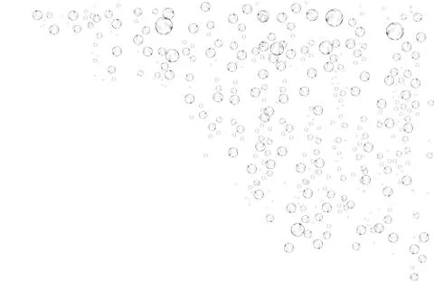 Bubbles underwater texture isolated on white background. Fizzy sparkles in wa Stock Illustration