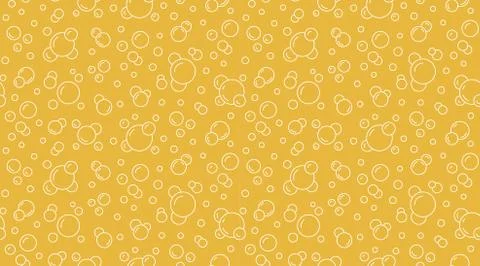 Bubbles vector seamless pattern with flat line icons. Yellow white color beer Stock Illustration