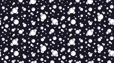 Bubbles vector seamless pattern with flat line icons. Blue white color soap Stock Illustration