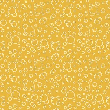 Bubbles vector seamless pattern with flat line icons. Yellow white color beer Stock Illustration