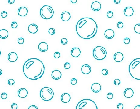 Bubbles vector seamless pattern with flat line icons.  Soap with foam and b.. Stock Illustration
