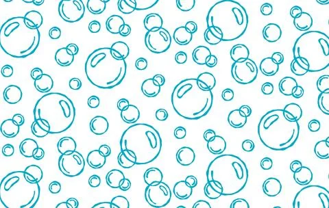 Bubbles vector seamless pattern with flat line icons.  Soap with foam and b.. イラスト素材