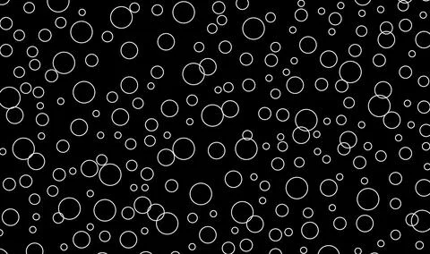 Bubbles vector seamless pattern with flat line icons. Black white color soa.. Stockillustratie