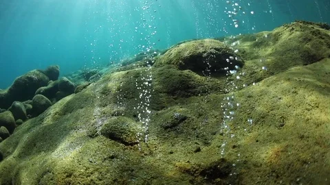 Bubbles of Volcanic Gas Underwater Stock Footage 76626955