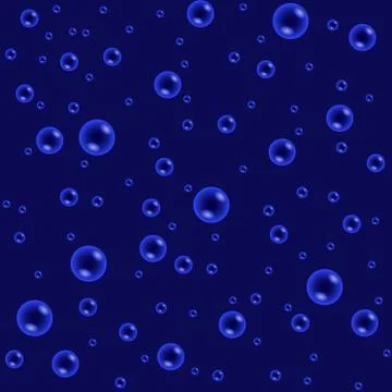 Bubbles in water on blue background, seamless pattern. Vector illustration. イラスト素材