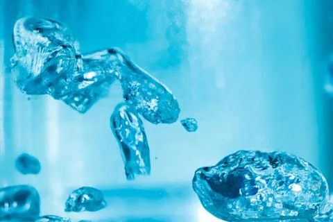 Bubbles in the water close-up. Beautiful splashes of liquid. Stock-Fotos