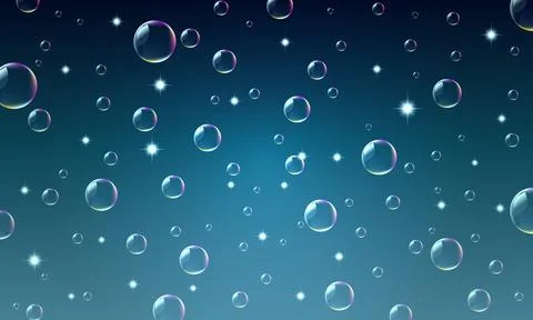 Bubbles in water on dark blue background. Stock Illustration