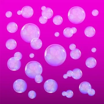 Bubbles in water on pink background horizontal seamless pattern. Circle and.. Stock Illustration