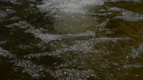 Bubbles on water in a pool  of a mountain river (slow motion) Stock-Footage 212752253