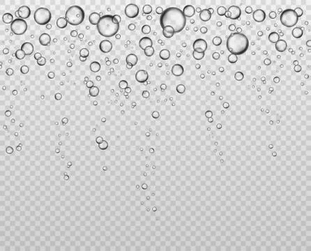 Bubbles at water surface. Fizzy underwater texture, soda bubble flow. Bubbling Illustrazione stock