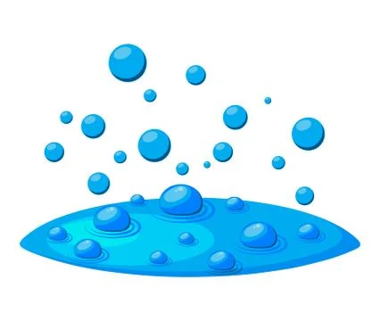 Bubbles water template for boiling soup, blue fumes, float vapor isolated on  Stock Illustration