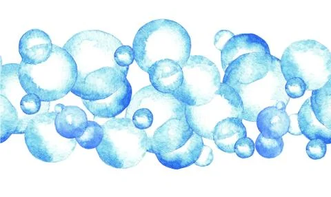 Bubbles, watercolor, seamless pattern Stock Illustration