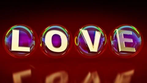 Bubbles with the word love. 3d rendering Stock Illustration