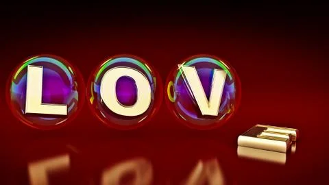 Bubbles with the word love. 3d rendering Stock Illustration