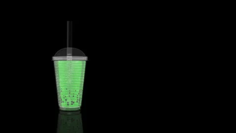BubbleteaGreen giro3dLato Stock Footage 243716440