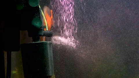 Bubbling blurry bubbles in the aquarium Stock Footage 145749008