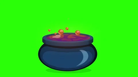 Bubbling Cauldron with Red Liquid on Green Screen. Stock Footage 318171276