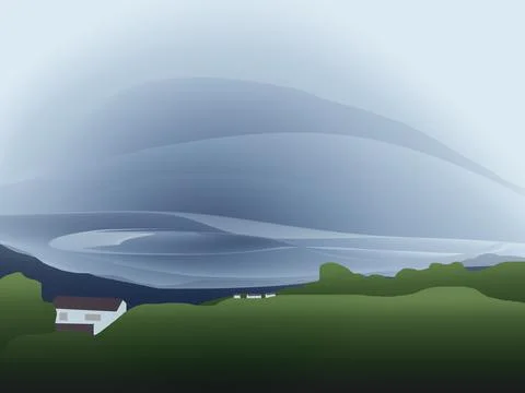 Bubbling dark blue thundercloud on the entire sky Illustrazione stock