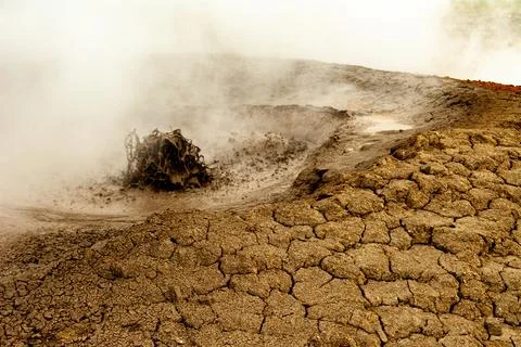 Bubbling geothermal mud in action Stock Photos