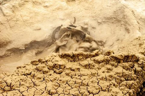 Bubbling geothermal mud in action Stock Photos