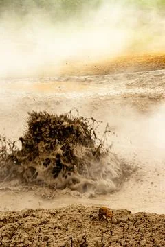 Bubbling geothermal mud in action Stock Photos