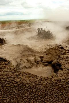 Bubbling geothermal mud in action Stock Photos