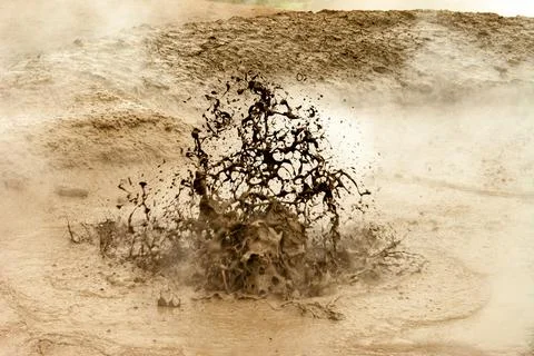 Bubbling geothermal mud in action Stock Photos