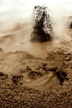 Bubbling geothermal mud in action Stock Photos